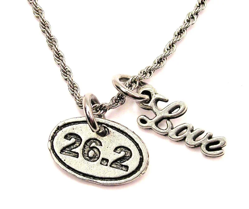 women's necklaces diamond -26.2 Marathon 20" Chain Necklace With Cursive Love Accent