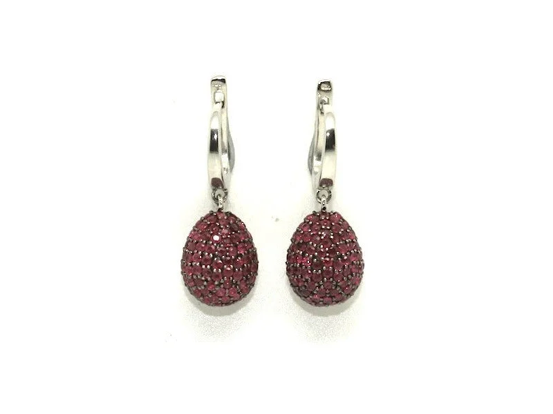 women's earrings for bridal jewelry -Ruby Studded Drop Earrings