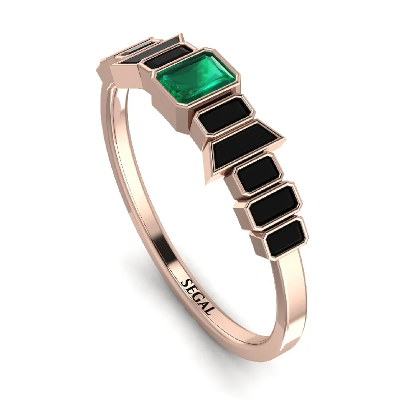 women's rings rose gold -Emerald Emerald Mix Band - Valerie No. 35