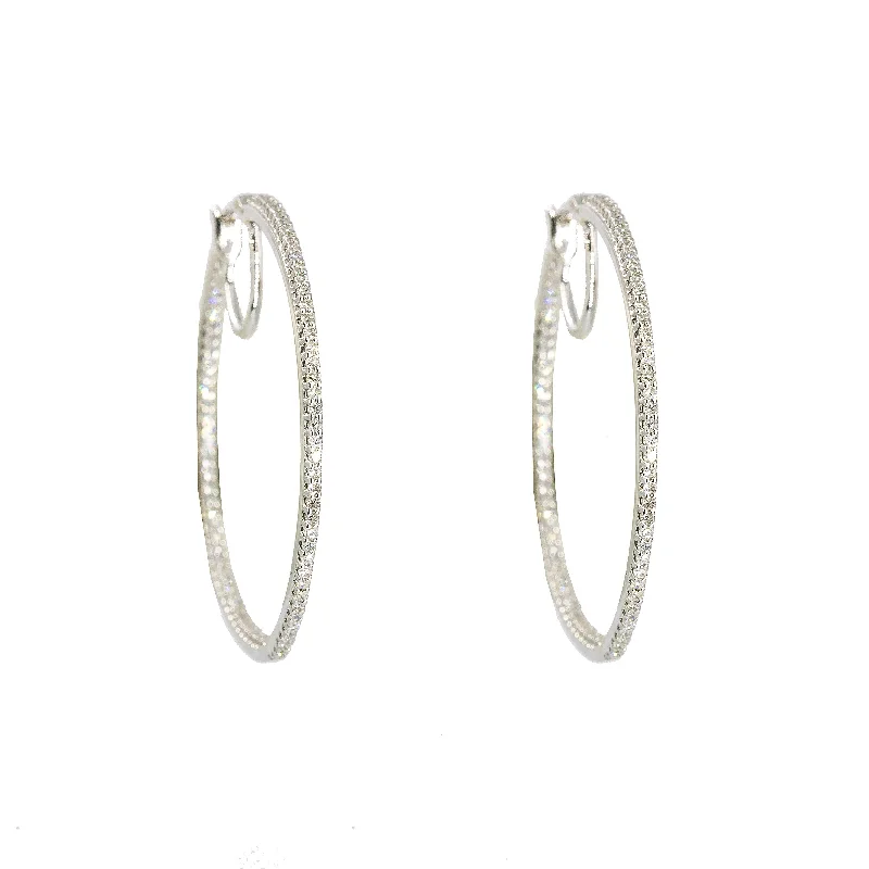 women's earrings with celestial theme -14K White Gold Diamond Hoop Earrings W/ 0.50ct VS-SI Diamonds