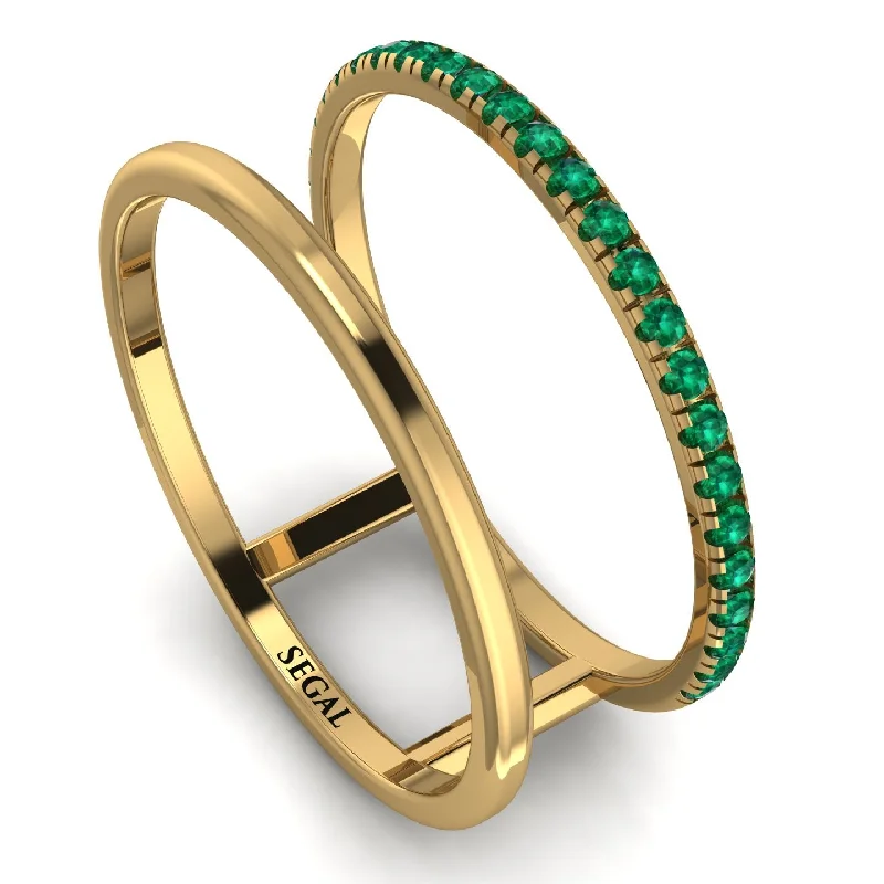 women's rings vintage diamond ring -Thin Double Emerald Band Ring - Morgan No. 4