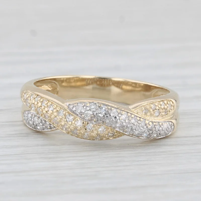 engagement rings with custom made diamonds -0.13ctw Diamond Woven Ring 14k Gold Size 10 Wedding Stackable Band