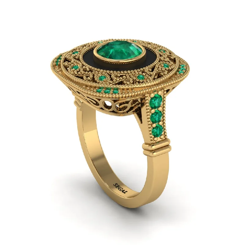 women's rings statement ring -Fancy Art Deco Emerald Ring - Pauline No. 19