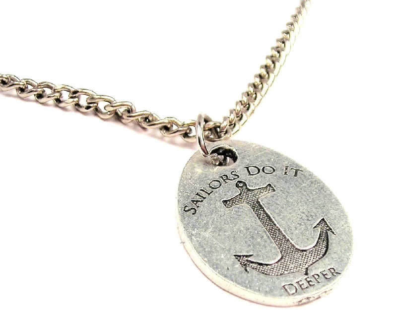 women's necklaces rose gold -Sailors Do It Deeper Single Charm Necklace