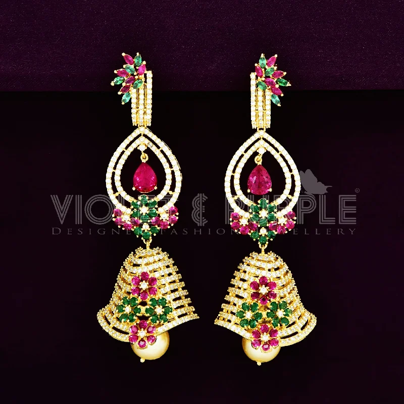 women's earrings with angel wing design -Zirconia Jhumka Earrings 89501