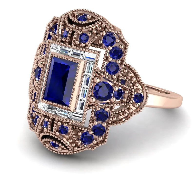 women's rings for anniversary -Victorian Gold Ring With Sapphire - Janice No. 14