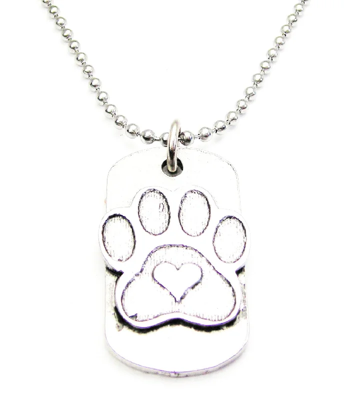 women's necklaces with birthstone -Paw Print Catalog Dog Tag Necklace