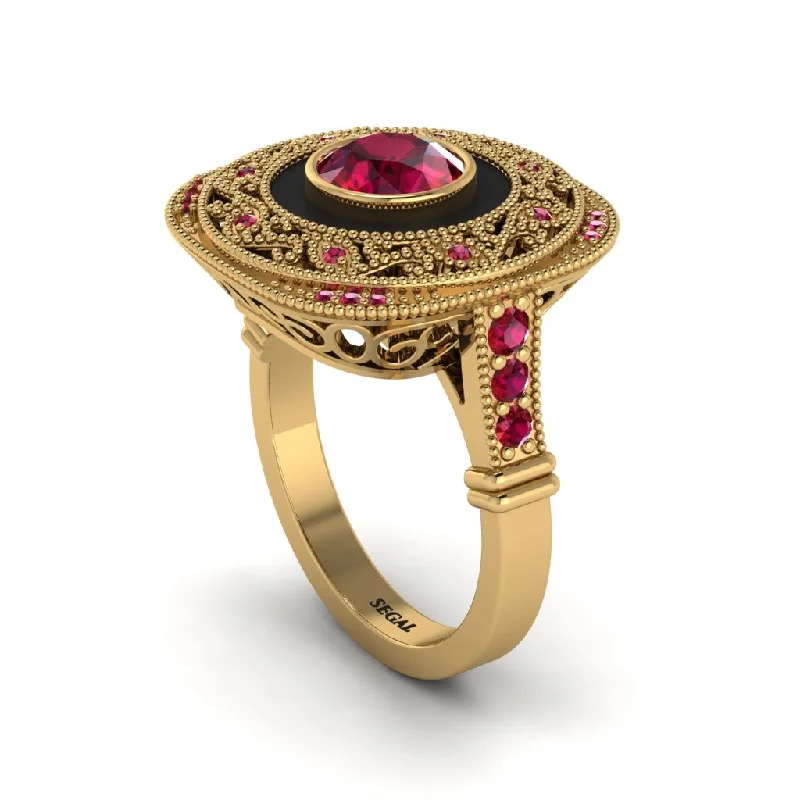 women's rings with vintage cut -Fancy Art Deco Ruby Ring - Pauline No. 55