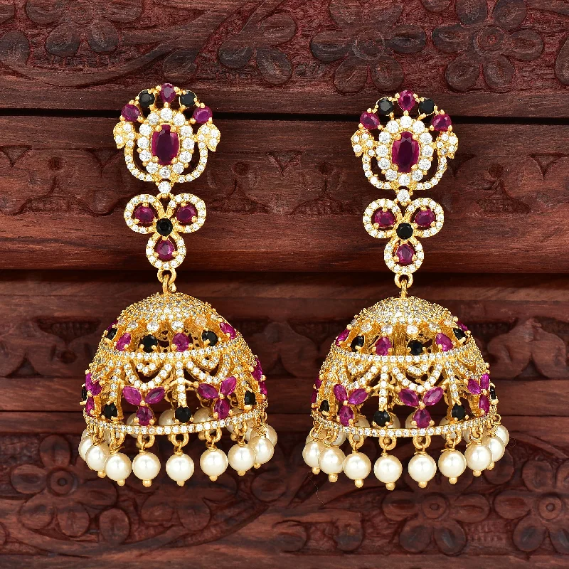 women's earrings with modern design -Zirconia Jhumka Earrings