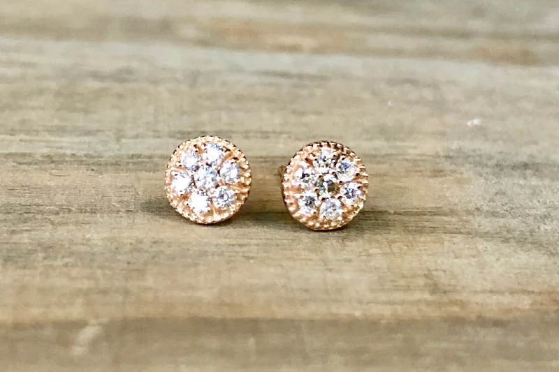 women's earrings with star shape -Circle Mirco Pave Diamond Studs