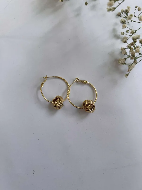 women's earrings with geometric design -Knotty hoop earrings