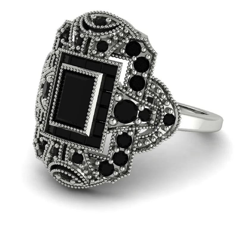 women's rings with symbolic meaning -Victorian Gold Ring With Black Diamond - Janice No. 39