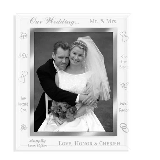 engagement rings with green emerald -Malden Our Wedding Mr. & Mrs. Mirrored Glass 8"x10" Photo Frame