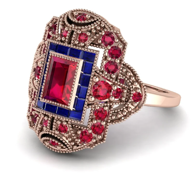 women's rings simple elegance -Victorian Gold Ring With Ruby - Janice No. 71