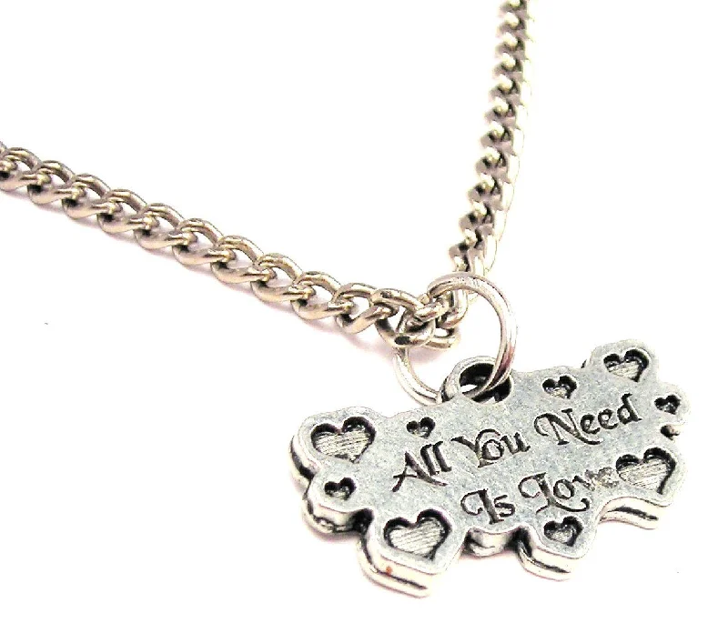 women's necklaces diamond -All You Need Is Love With Hearts Single Charm Necklace