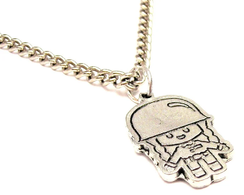 women's necklaces with chain links -Little Soldier Girl Single Charm Necklace