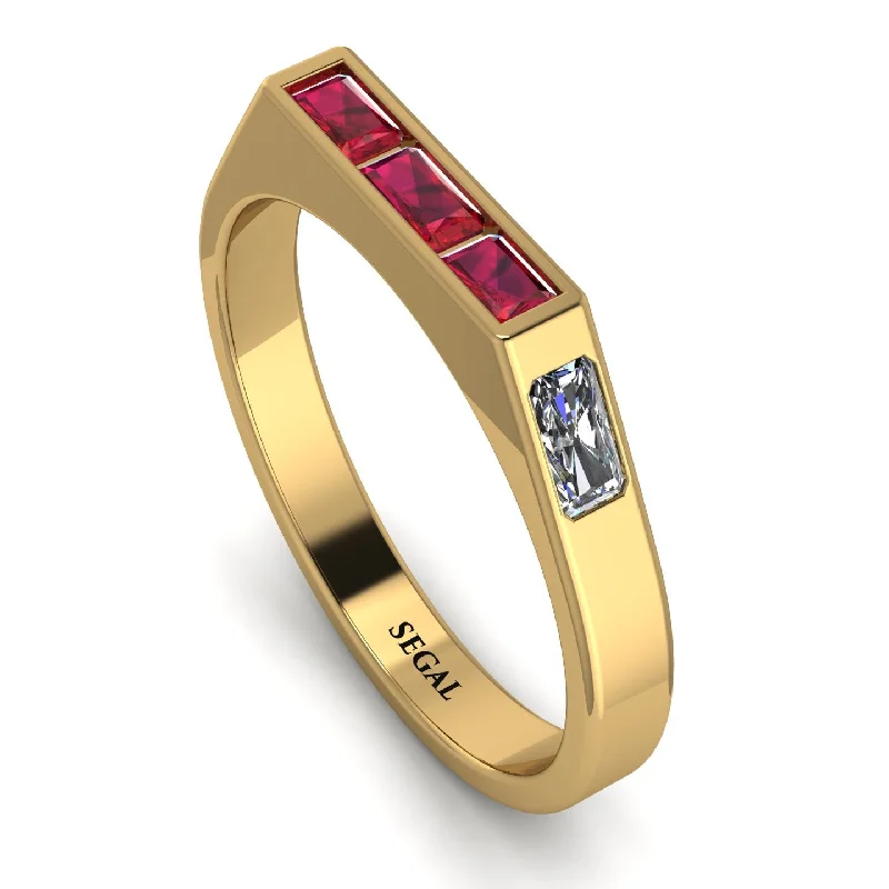 women's rings personalized -Emerald Cut Thin Ruby Signature Ring - Sara No. 10