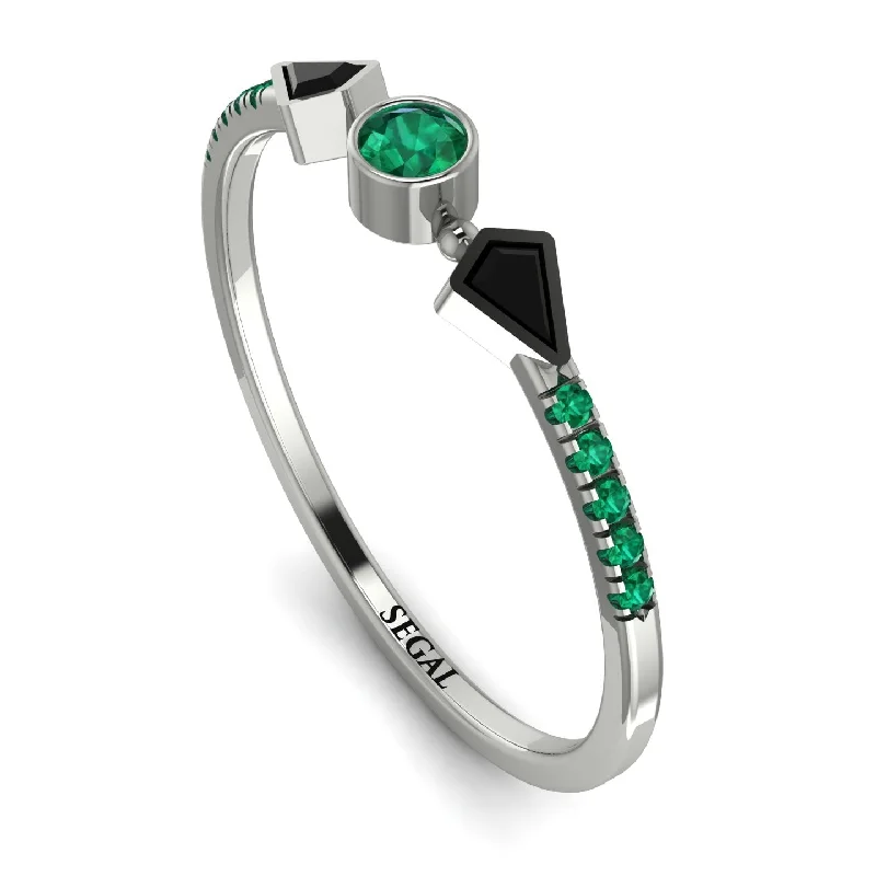 women's rings mixed stone design -Minimalist Geometric Emerald Ring - Kimberly No. 24