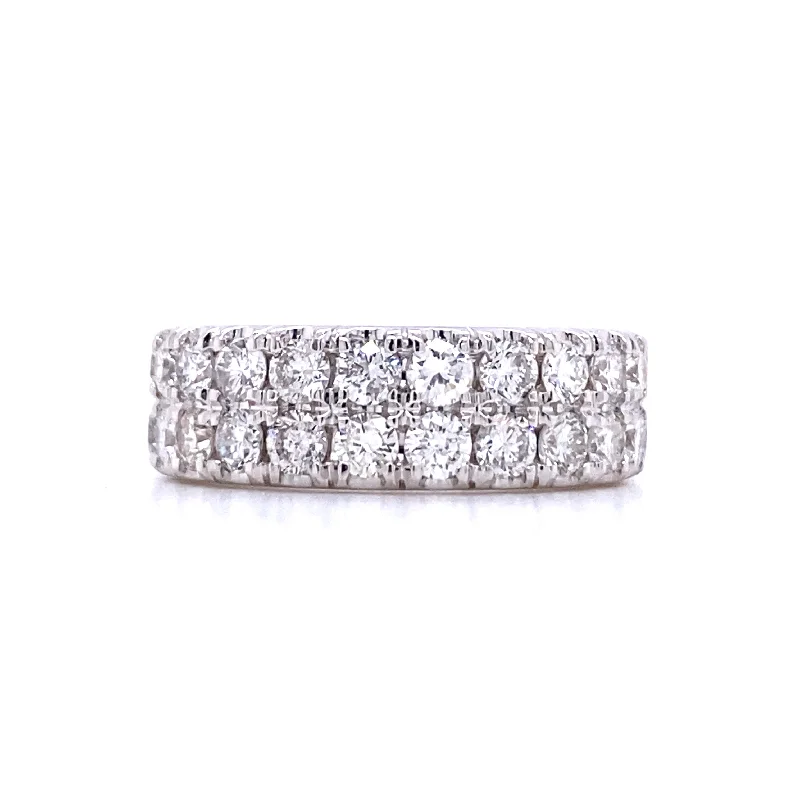 engagement rings with diamond halo -Two Row Diamond Wedding/Anniversary Band in White Gold by B&C