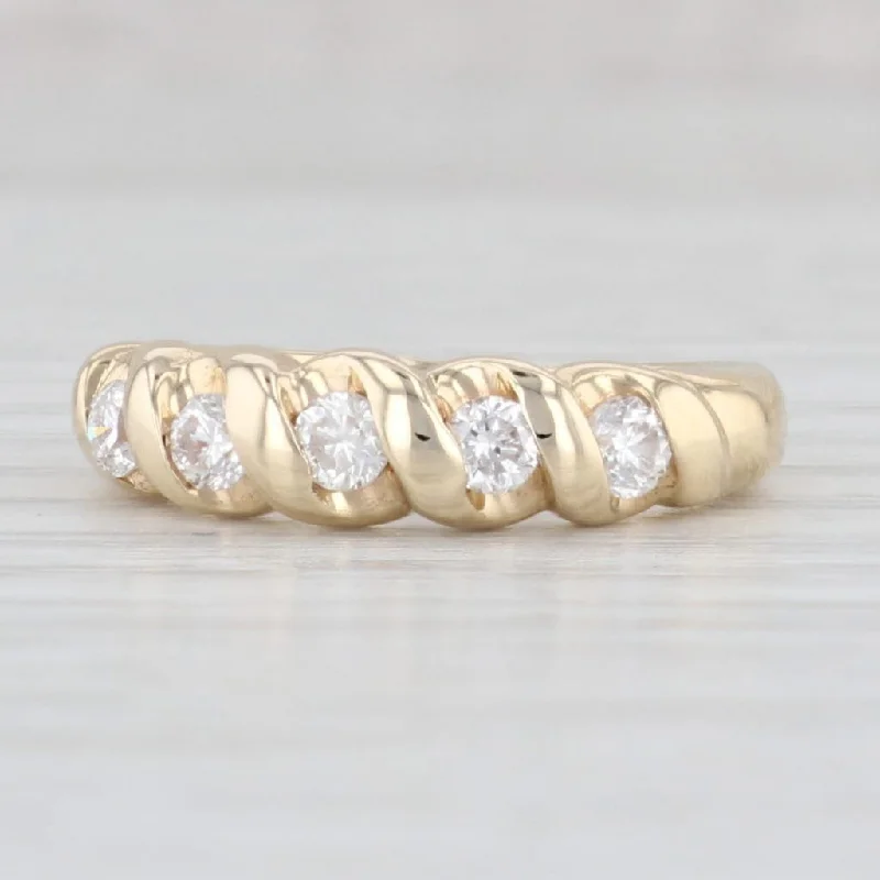 engagement rings custom made -0.38ctw Diamond Stackable Ring 14k Yellow Gold Size 5.5 Wedding Anniversary Band