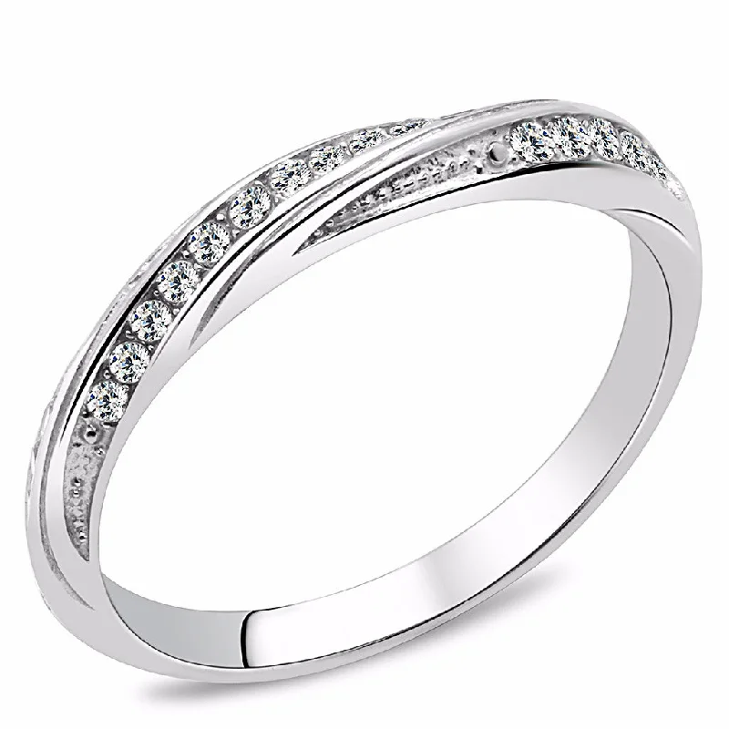 women's rings with celestial design -Top Grade Clear Crystal set in Non Tarnish Stainless Steel Small Light Band