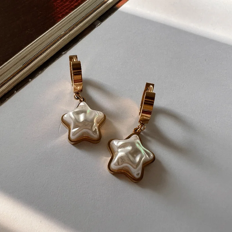 women's earrings luxury diamond studs -Star drop earrings