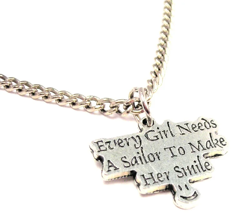 women's necklaces with topaz stone -Every Girl Needs A Sailor To Make Her Smile Single Charm Necklace