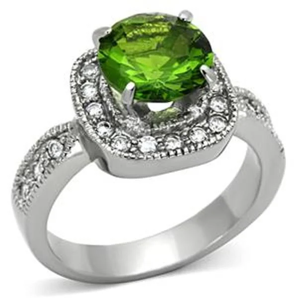 women's rings with pear-shaped diamond -9x9mm Round Period CZ Stainless Steel Cocktail Ring