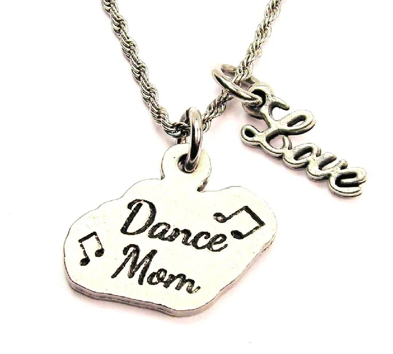 women's necklaces with crown pendant -Dance Mom 20" Chain Necklace With Cursive Love Accent