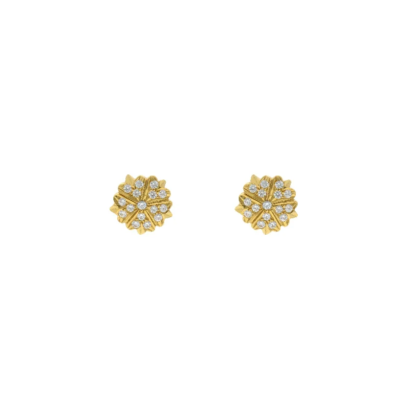 women's earrings with unique settings -22K Yellow Gold Dangling & Detailed Stud Earrings W/ Cubic Zirconia, 7.8grams