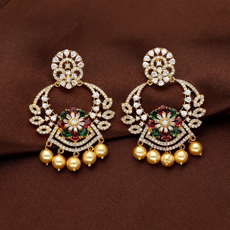 women's earrings for casual wear -Zirconia Chandbali Earrings