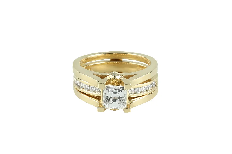 engagement rings with floral-inspired stones -Luminar Diamond Wedding Set 1.42 ctw 14k Yellow Gold