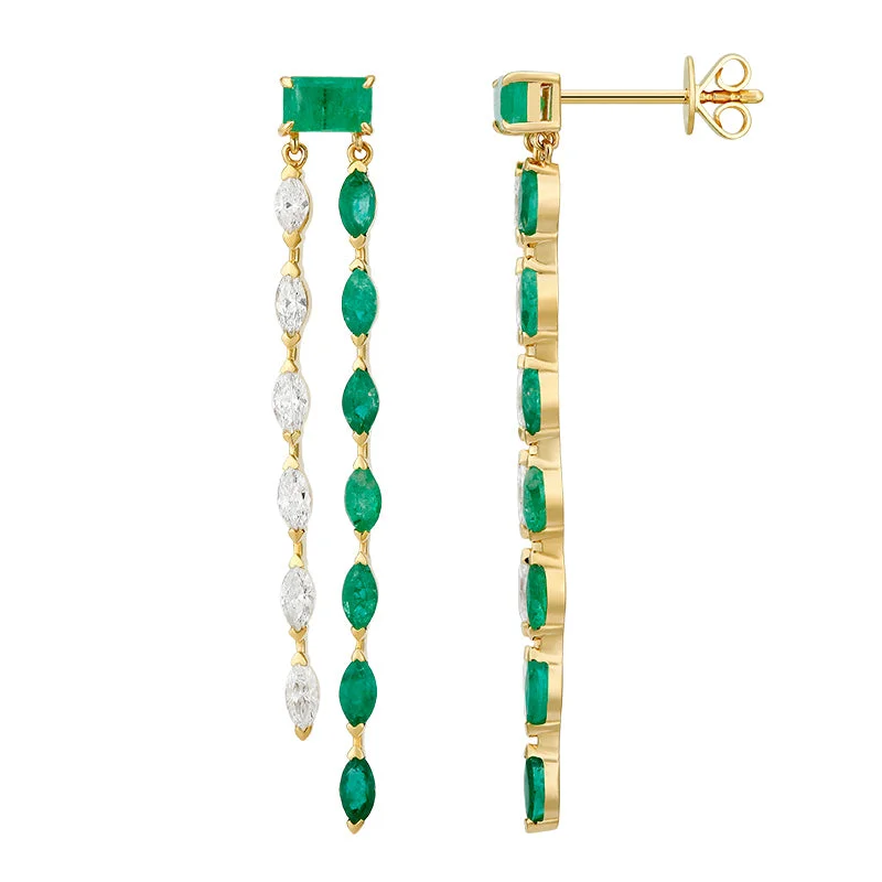 women's earrings with birthstone -Marquise and Diamond Drop Earrings