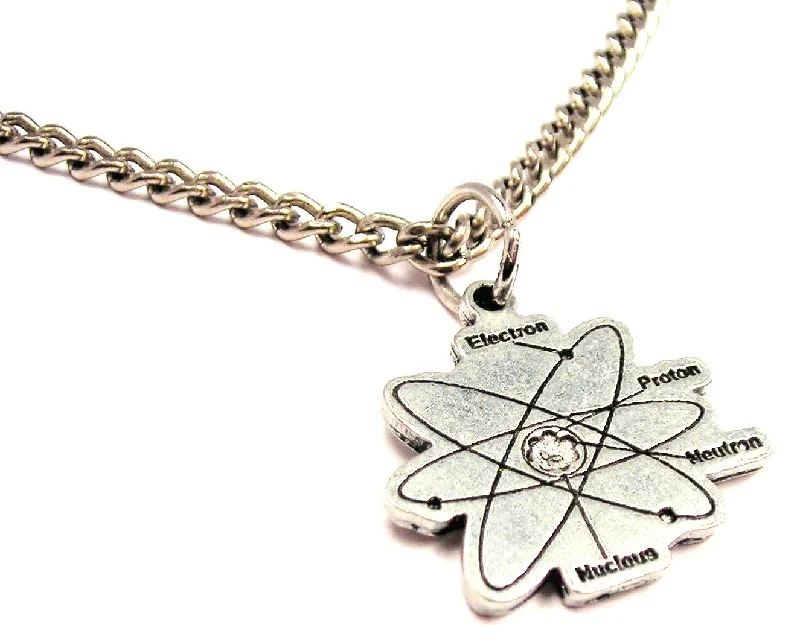 women's necklaces with oval pendant -Science Atom Single Charm Necklace