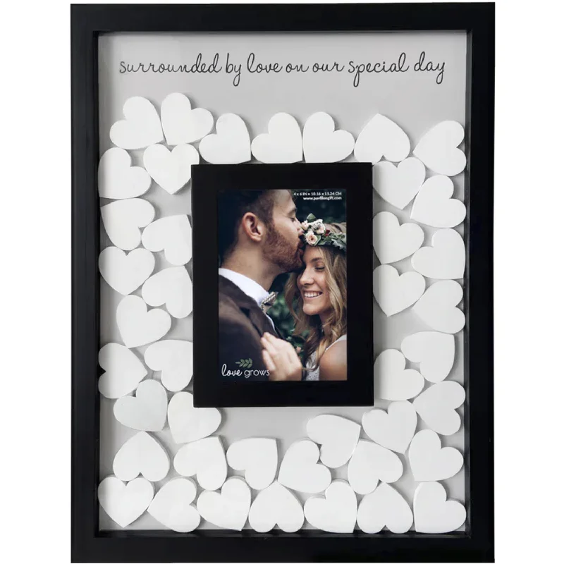 engagement rings with heart-shaped stones -Surrounded by Love on Our Special Day 12" x 16" Wedding Guestbook Picture Frame