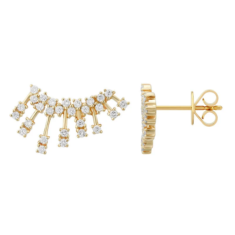 women's earrings with teardrop shape -Diamond Spike Crawler Earrings