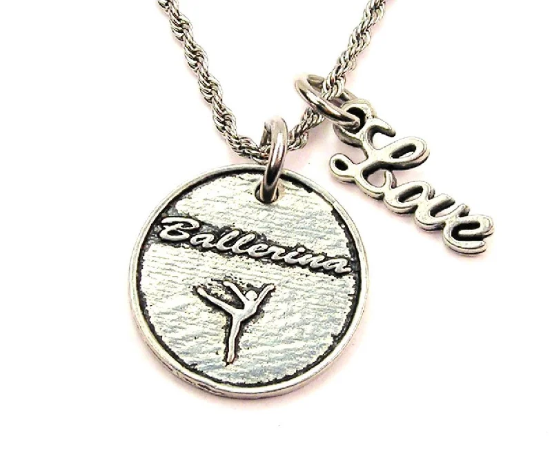 women's necklaces with onyx stone -Ballerina 20" Chain Necklace With Cursive Love Accent