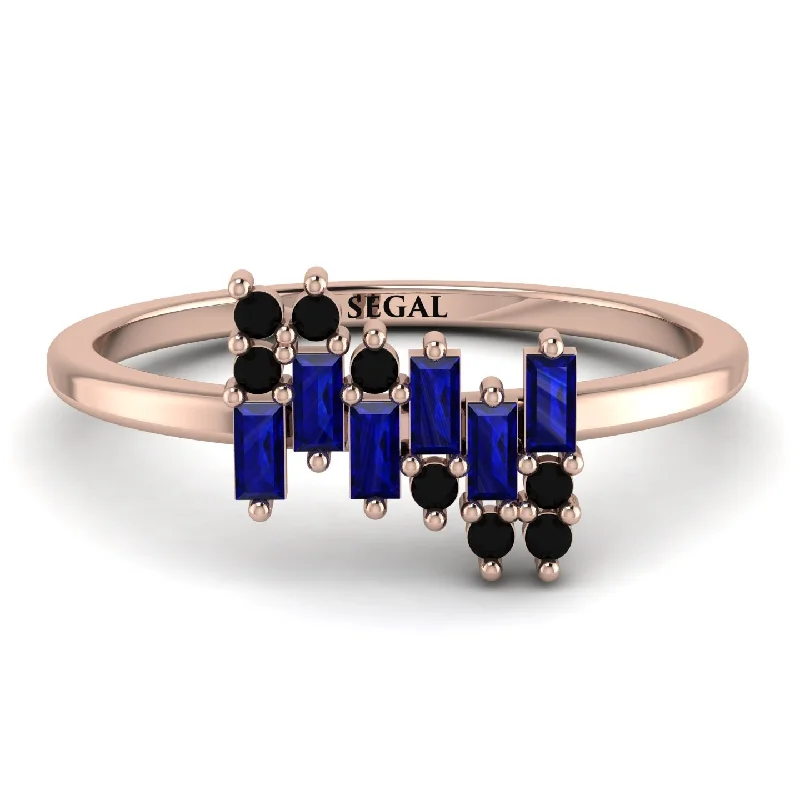 women's rings custom-made -Baguette And Round Sapphire Band - Daniela No. 44