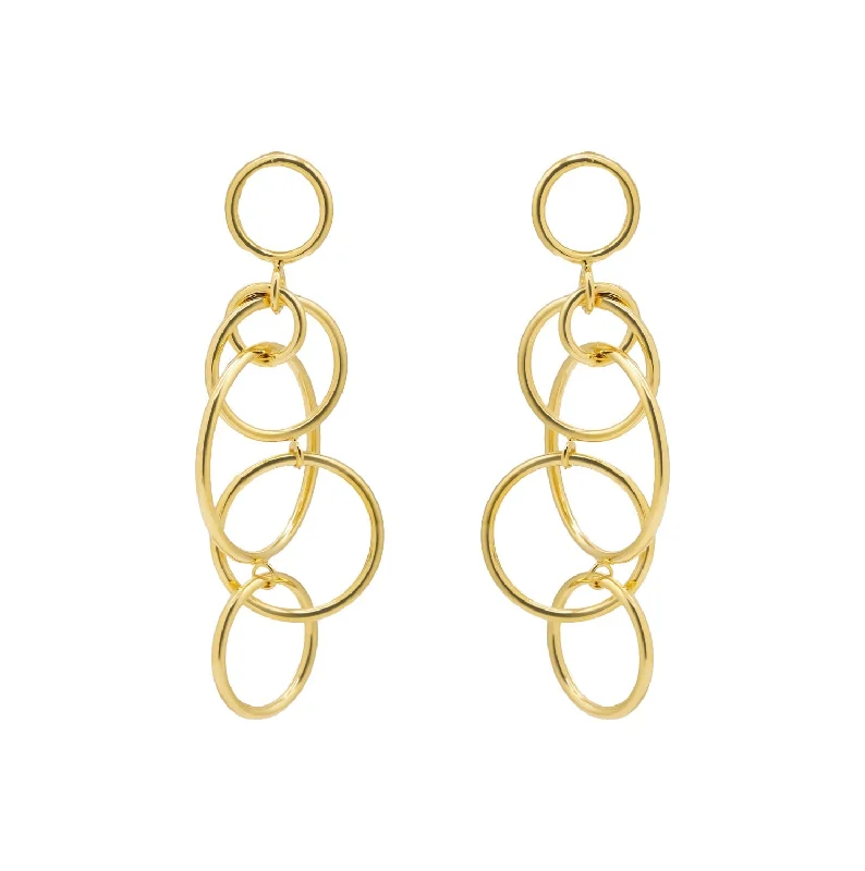 women's earrings with butterfly embellishments -Long Interlinked Earrings Gold