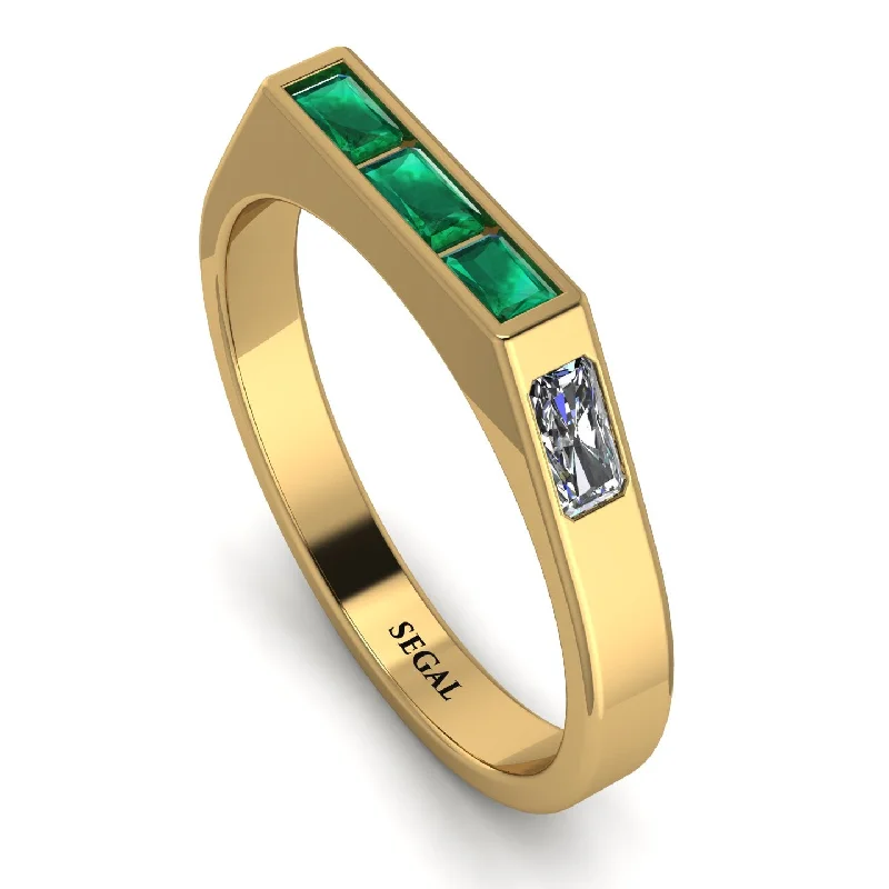 women's rings statement gemstone -Emerald Cut Thin Emerald Signature Ring - Sara No. 4