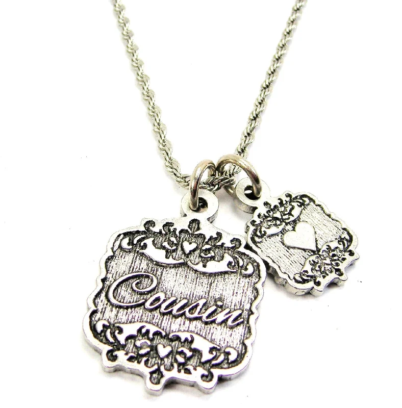 women's necklaces long and elegant -Cousin Victorian Scroll With Victorian Accent Heart 20" Chain Necklace