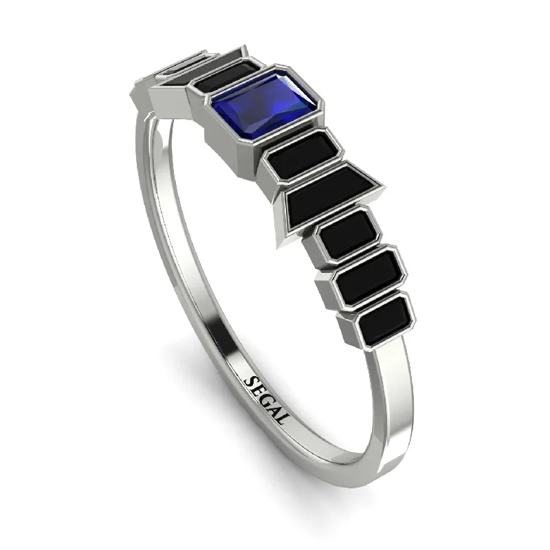 women's rings with clean lines -Emerald Sapphire Mix Band - Valerie No. 45