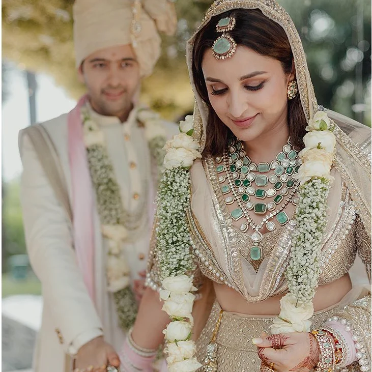 engagement rings with custom band -Parineeti's Wedding Look