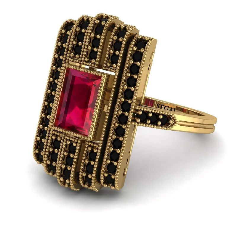 women's rings heart-shaped -Unmatched Style Gold Baguette Ruby Ring - Jean No. 40