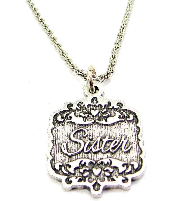 women's necklaces vintage style -Sister Victorian Scroll Single Charm Necklace