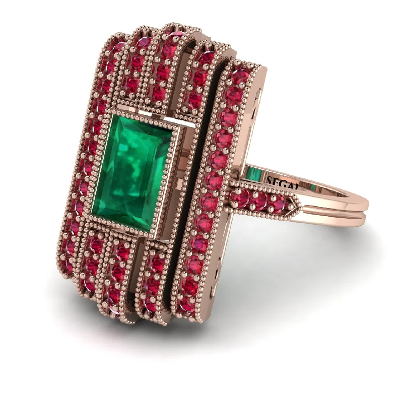 women's rings with large center stone -Unmatched Style Gold Baguette Emerald Ring - Jean No. 50