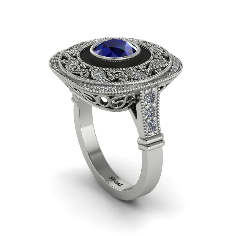 women's rings pearl -Fancy Art Deco Sapphire Ring - Pauline No. 15