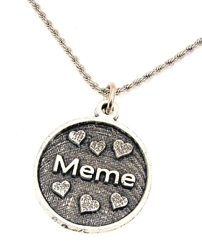 women's necklaces with infinity charm -Meme With Hearts Single Charm Necklace