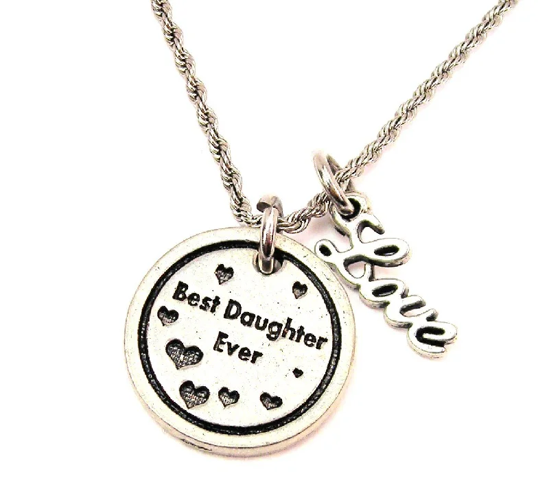 women's necklaces simple elegance -Best Daughter Ever 20" Chain Necklace With Cursive Love Accent