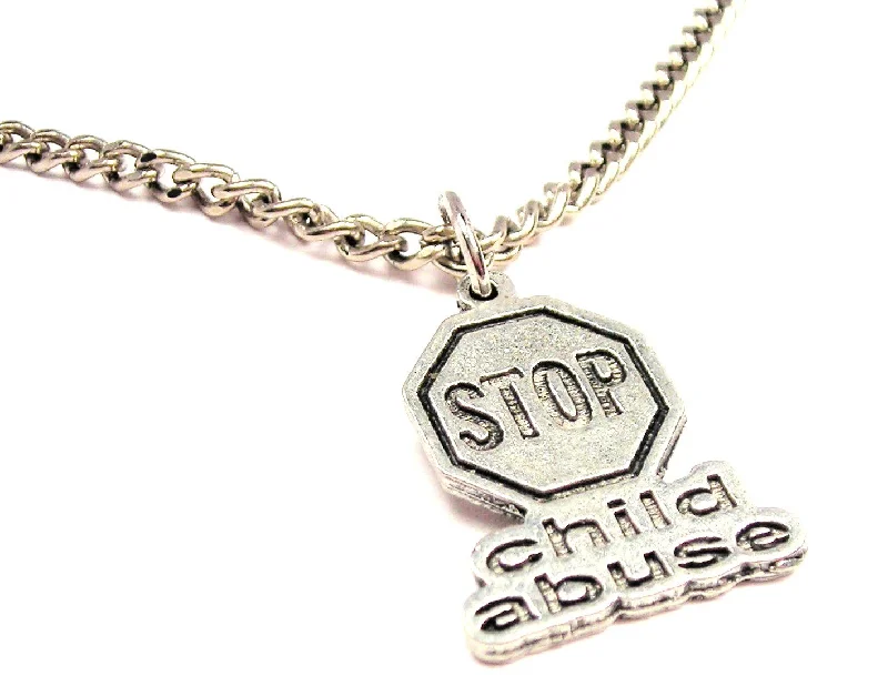 women's necklaces with vintage charm -Stop Child Abuse Single Charm Necklace